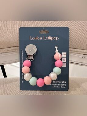 LouLou Lollipop Made in Canada Pacifier Clip Mint Pink NWT